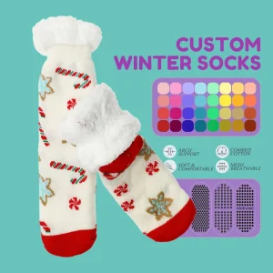 Winter Warm Home Wear Thick Socks Custom Socks Design Long Women Sherpa Lined Slipper Socks