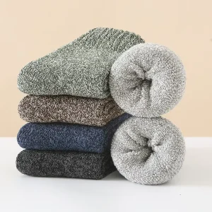 Winter Warm Knitted Thick Terry Polyester Cotton Bottom Mid Calf Socks