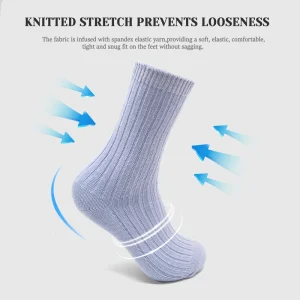 Winter Warm Ribbed Crew Socks Thick Knit Breathable Cotton Soft Elastic Anti slip Casual Socks for Men Women Daily Use