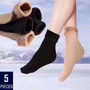Winter Warm Solid Women Thicken Thermal Socks Wool Cashmere Black Skin Seamless Snow Sock Velvet Unisex Socks