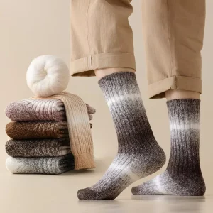 Winter Warm Thermal Socks Double Needle Gradient Color Brushed Fleece Thickened Cold Resistant Snow Socks for Men