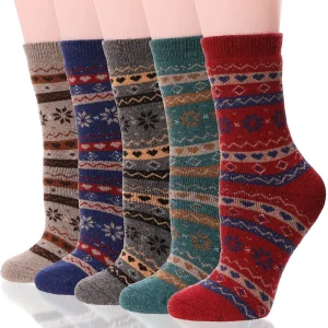 Winter Warm Thick Cashmere Socks Thermal Cosy Crew Cabin Ladies Work Soft Hiking Gift Socks for Cold Weather 5 Pack