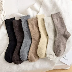 Winter Warm Wool Socks Solid Color Socks Women Thick Slouch Wool Socks
