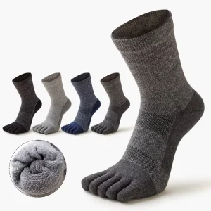 Winter Warmth Men Sports Five Finger Socks % Cotton Sweat Absorbent Solid Color Outdoors Woman Long Tube Split Toe Socks