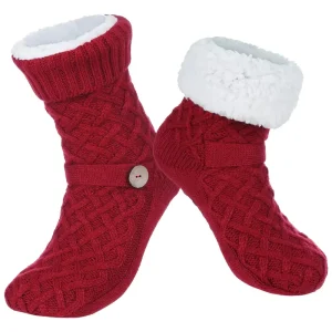 Winter Womens Warm Fluffy Fleece Lining Soft Cozy Fuzzy Thick Sherpa Christmas Slipper Socks With Non Slip Grippers
