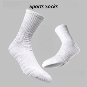 Winter Youth Men Sports Socks Athletic Crew Arch Support Breathable Quick Dry Cuff Bottom Logo Workout Running Hiking