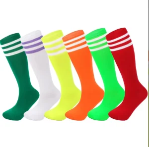 Women Black Cotton Knee High Socks Summer Three Stripes Mid Calf Striped Socks Daily Wear Ladies Fashion Socks