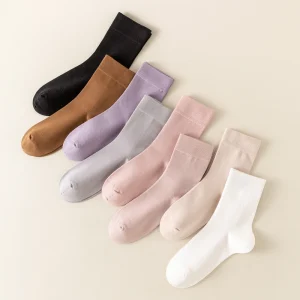 Women Casual Socks Breathable Cotton Mid-tube Women Socks Comfortable Women Crew Socks