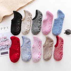 Women Cozy Cotton Socks Winter Floor Home Fluffy Socks Coral Velvet Feet Warmer Non slip Socks