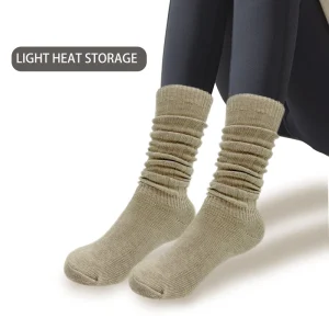Women Cozy Soft Elastic Solid Pattern Knitted Thick Long Warm Loose Spandex Cotton Bulk Socks for Winter Casual