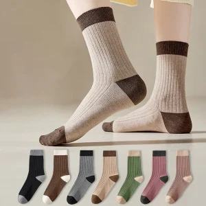 Women Crew Cotton Anti-Slip Breathable Sweat Absorb Socks Solid Color Casual Business Body Cuff Antibacterial Socks