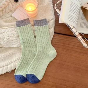 Women Crew Sock Breathable Body Logo Color Match Knitted Comfortable Warm Thermal Autumn Winter Festival Daily