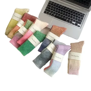 Women Double knit Gradient Crew Thermal Wool Socks Thick Warm Breathable Quick Dry Bottom Cuff Custom Logo Winter Socks