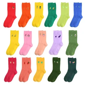 Women Fruit Socks Cotton Knitting Crew Medias Fruits Embroidered Korean Socks