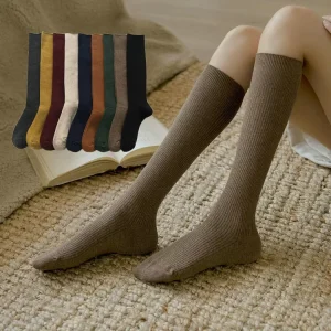 Women High Knee Socks Custom Cotton Long Knee Sock for Women