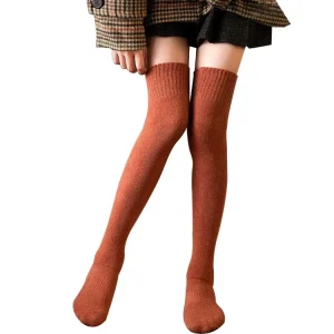 Women Long Towel Socks Solid Color Thigh High Sock Thick Over Knee Socks for Girls