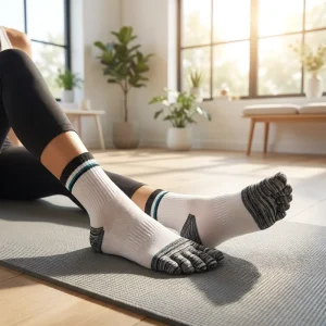 Women Men Breathable Comfortable 100% Cotton 5 Toe Socks for Yoga Casual Moisture Wicking