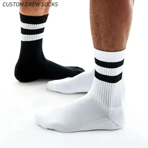 Women Mens Crew Socks Black 100% Cotton Custom Logo Pattern Sport Socks