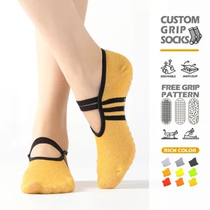 Women Non Slip Pilates Yoga Socks Custom Anti Slip Grippy Sock No Show Strappy Yoga Sock Custom Logo