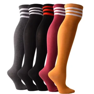 Women Over the Knee High Socks Black White Striped Lady Long Socks Thigh High Socks for Girl