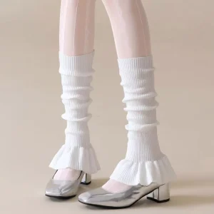 Women Slouchy Ruffled Ribbed Warmers Black Soft Cozy Casual Warmers Fashion Trendy Elegant Dressy Knit Comfortable Leg Warmers