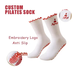 Women Socks Breathable Embroidery Logo Custom Socks Crew Socks Yoga Pilates Socks Custom Cotton Socks Fashion OEM Service