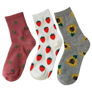 Women Socks Casual 100% Cotton Women Crew Socks Cartoon Pattern Women Sock