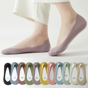 Women Spring Casual Stretch Breathable Anti Odor Invisible Socks Combed Cotton No Show Socks