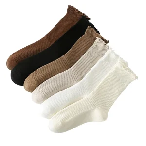 Women Summer Socks White Lace Lady Ruffle Fishnet Mesh Short Ankle Socks for Women