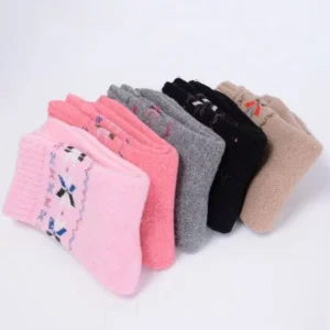 Women Terry Socks Winter Plus Velvet Thick Warm Wool Socks Mid Tube Socks
