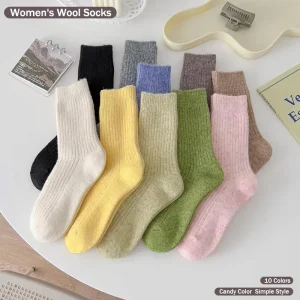 Women Thermal Merino Wool Fancy Socks Autumn Winter Warm Thickened Cable Knit Crew Socks Pile Socks for Girls