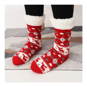Women Thermal Winter Warm Anti-slip Fuzzy Slipper Floor Socks Knit Sherpa Fleece Lined Thermal Fluffy Socks