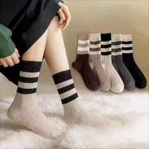 Women Thick Striped Socks Winter Warm Thermal Socks