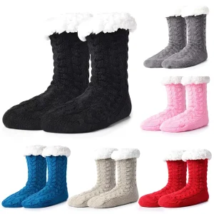 Women Thick Warm Socks Thermal Winter Acrylic Socks Fashion Design Fuzzy Anti Slip Slipper Socks
