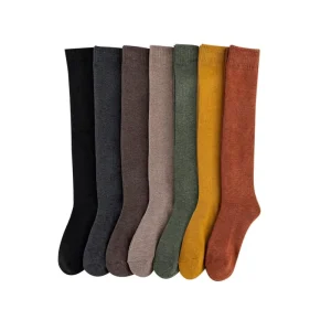 Women Thigh High Long Black White Cotton Knit Over the Knee Socks