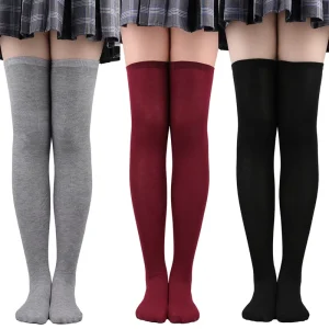 Women Thigh High Socks Extra Long Warm Thick Tall Long Boot Stockings Leg Warmers Plain Color Ladies Over Knee High Socks