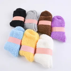 Women Warm Super Soft Plush Slipper Socks Winter Fluffy Microfiber Crew Socks Casual Home Sleeping Fuzzy Cozy Socks