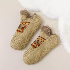 Women Winter Boat Socks Fleece Lining Floor Socks for Indoor Use Extra Thick Plush Crew Length Breathable Non Slip Daily Use