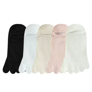 Women’s 5 Toe Cotton Mesh Non Slip Summer Thin No Show Socks Women