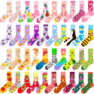 Women’s Animal Mid-Calf Fruit Colorful Funny Cartoon Novelty Custom Design Cotton Unisex Socks