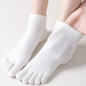 Women’s Ankle 5 Toe Casual Seamless Socks Spring Summer Solid Color Sports Sweat absorbent Breathable Mesh Thin Cotton