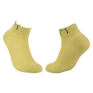 Women’s Ankle Length Cotton Spring Socks Knitted Custom Anti Bacterial Gold Coffee Black White One Size Fits All Daily Use Cuff