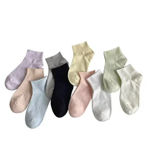 Women’s Ankle Socks Summer Thin Korean-style Candy-colored Simple Sweat-Absorbent Cotton Boat Maternity Loose Opening