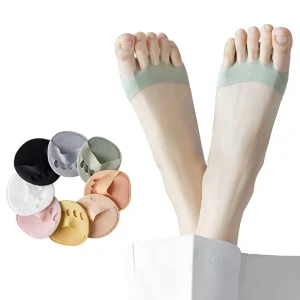 Women’s Anti Bacterial Cotton Socks Summer Sponge Foot Pads Five Toe Separated Forefoot No Show Invisible Sock for High Heel