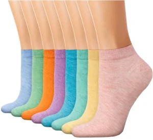 Women’s Anti Slip Thin Seamless Breathable Knitted Cotton Ankle Socks in Candy Colors Summer Casual Style for Dress Sport Yoga