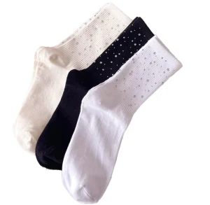 Women’s Autumn Fashionable Crew Socks Double Sided Full Anti Bacterial Light Luxury Knitted Cuff