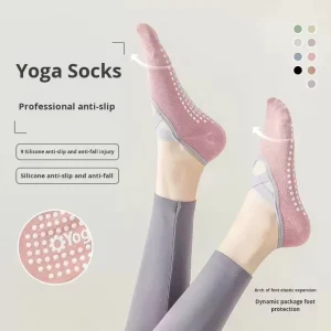Women’s Autumn YOGA MAT Professional Non-Slip Pure Cotton Ankle Bootie Elastic Band Sports Socks for Yoga Pilates Accessories