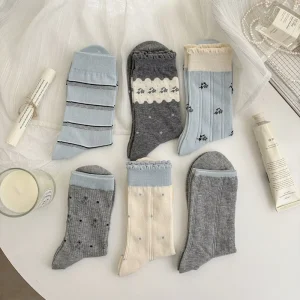 Women’s Breathable Printed Cotton Socks Knit Women’s Lace Stockings