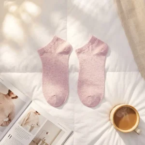 Women’s Casual Ankle Length Solid Breathable Short Socks Non Slip Anti Bacterial Knitted Socks for Daily Use Body Summer Version