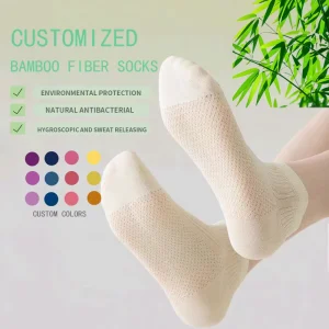 Women’s Casual Ankle Socks Solid White Gray Breathable Net Packing Short Bamboo